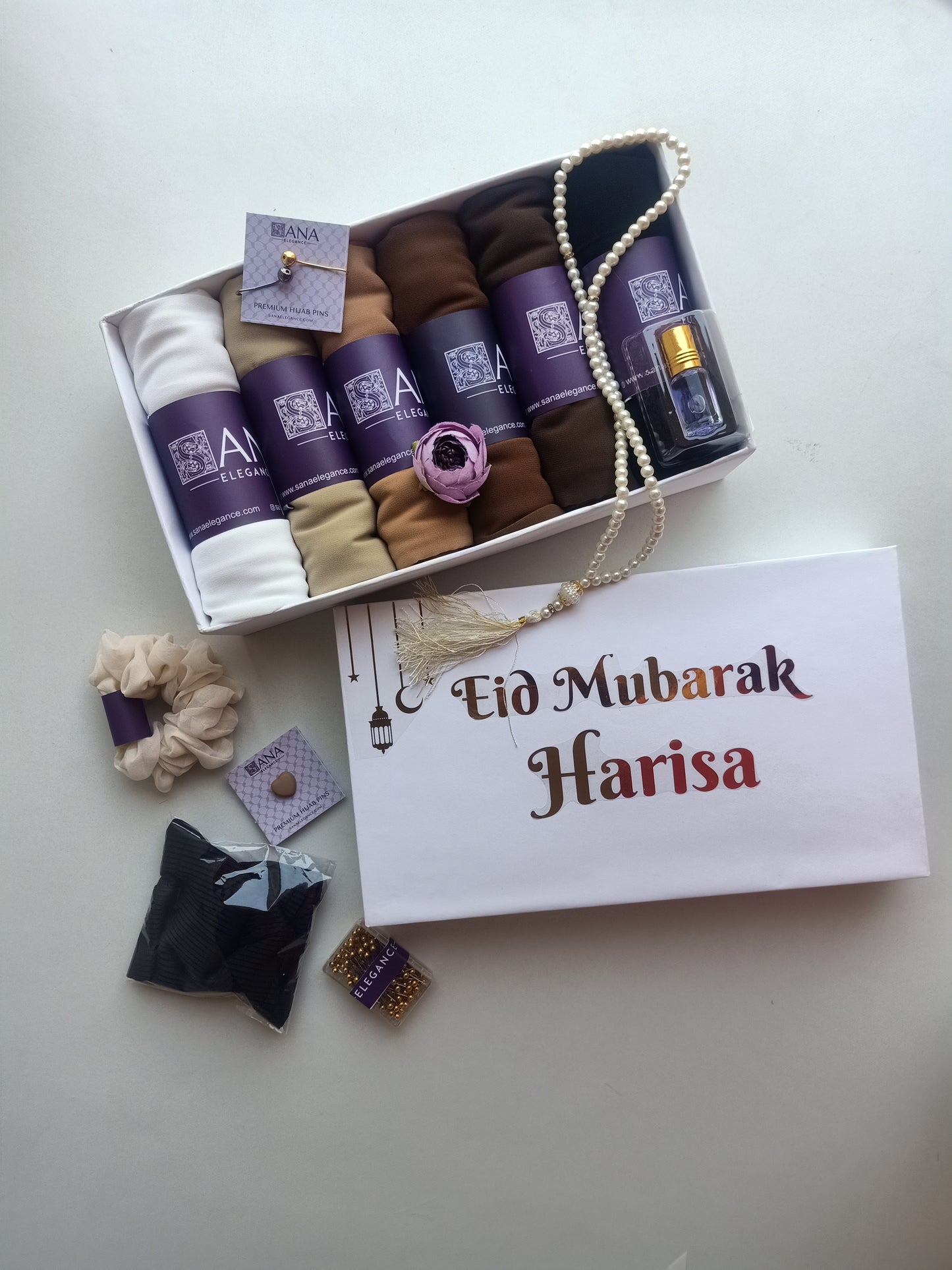 EID Special Hamper | 6 Chiffon Hijabs | Gold Foiled Name on Top