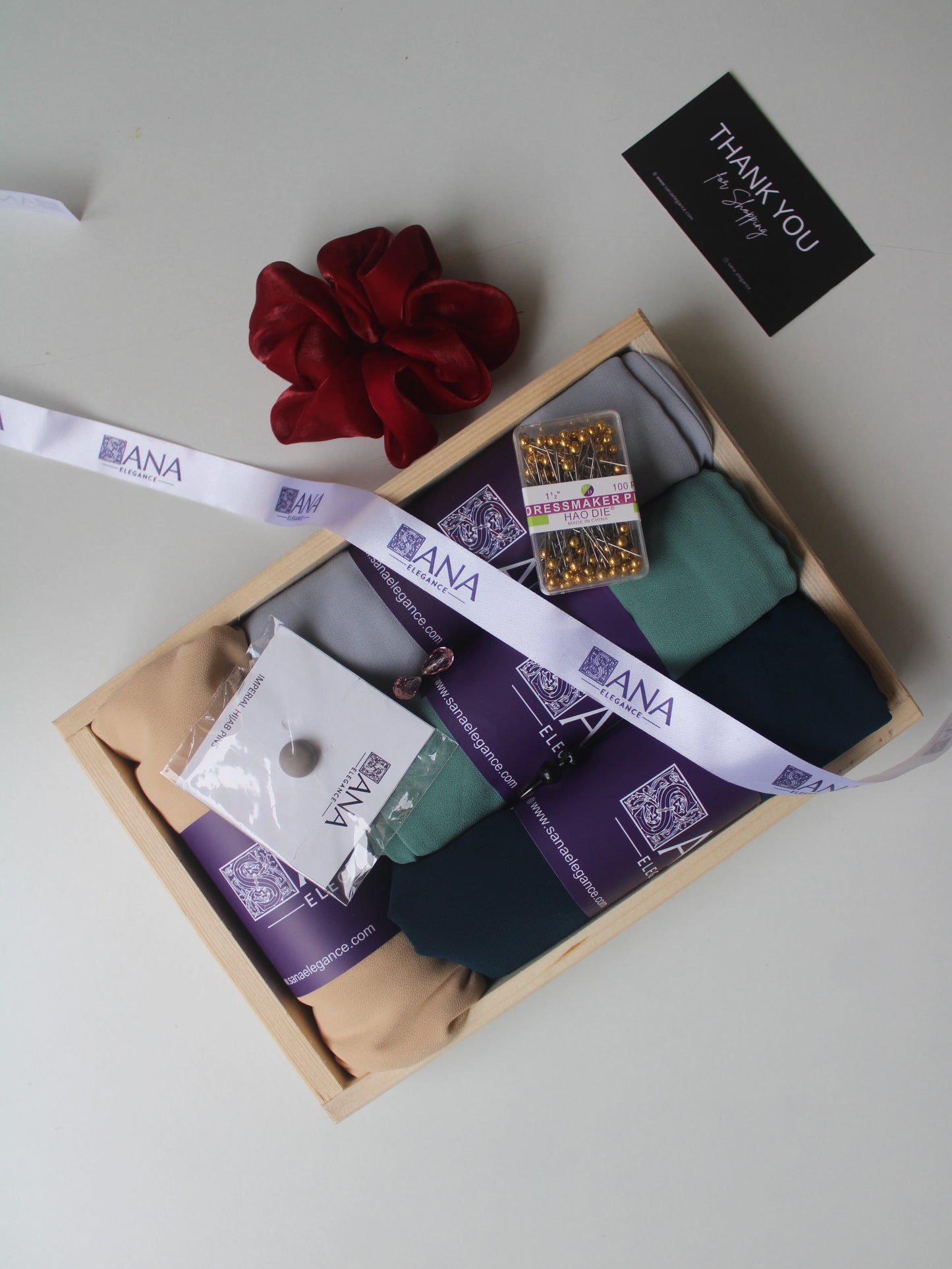 Premium Chiffon Hijab Gift Hamper - Set of 4 with Personalized Greeting Card