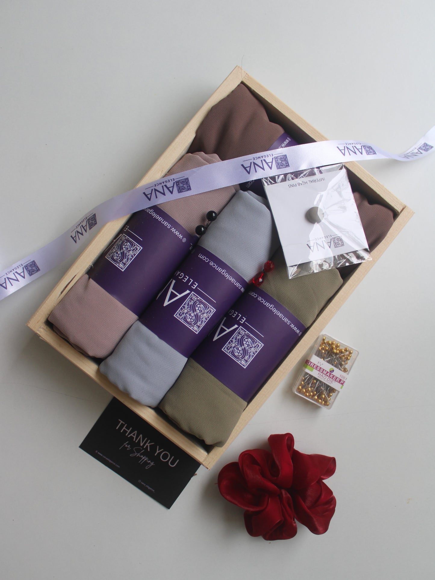 Premium Chiffon Hijab Gift Hamper - Set of 4 with Personalized Greeting Card