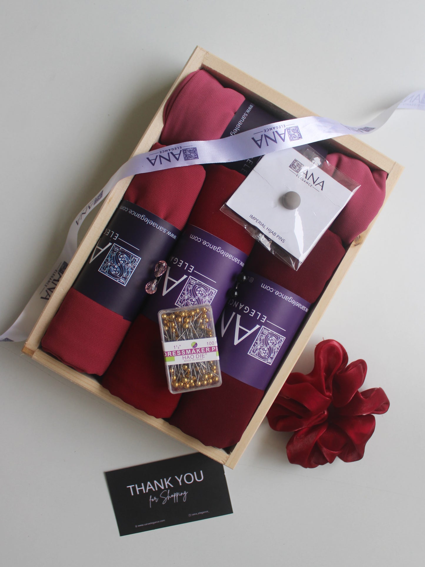 Premium Chiffon Hijab Gift Hamper - Set of 4 with Personalized Greeting Card