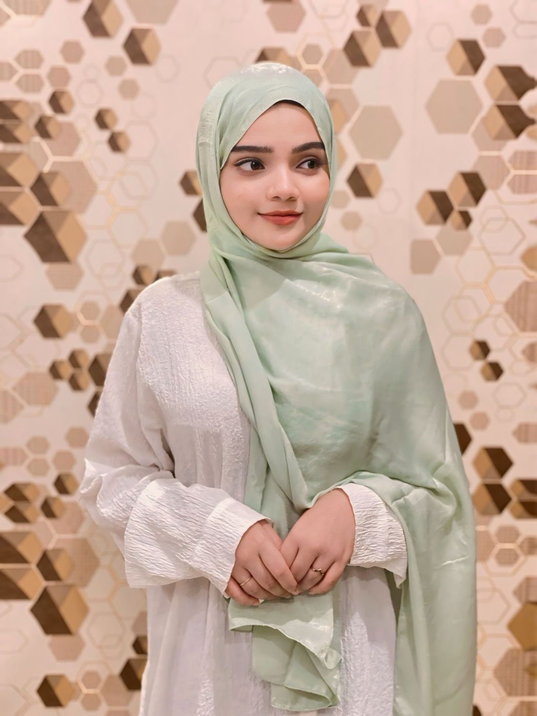 Light Green Velvet Satin Hijab