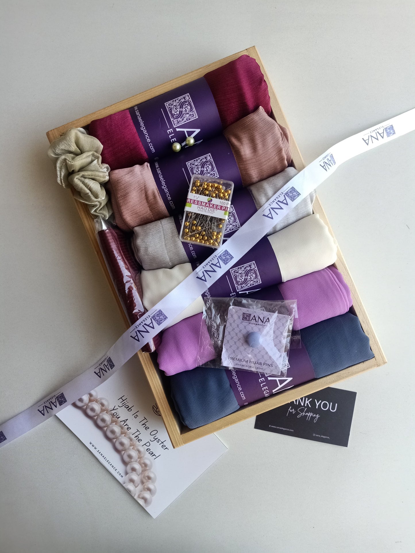 Muna Satin & Chiffon Gift Hamper - Set of 6 with Personalized Greeting Card