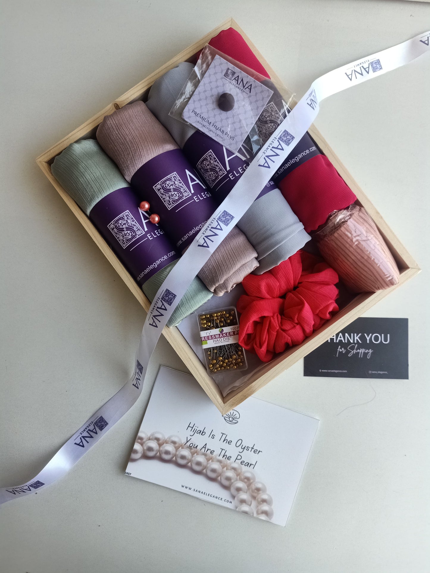 Muna Satin & Chiffon Gift Hamper - Set of 4 with Personalized Greeting Card