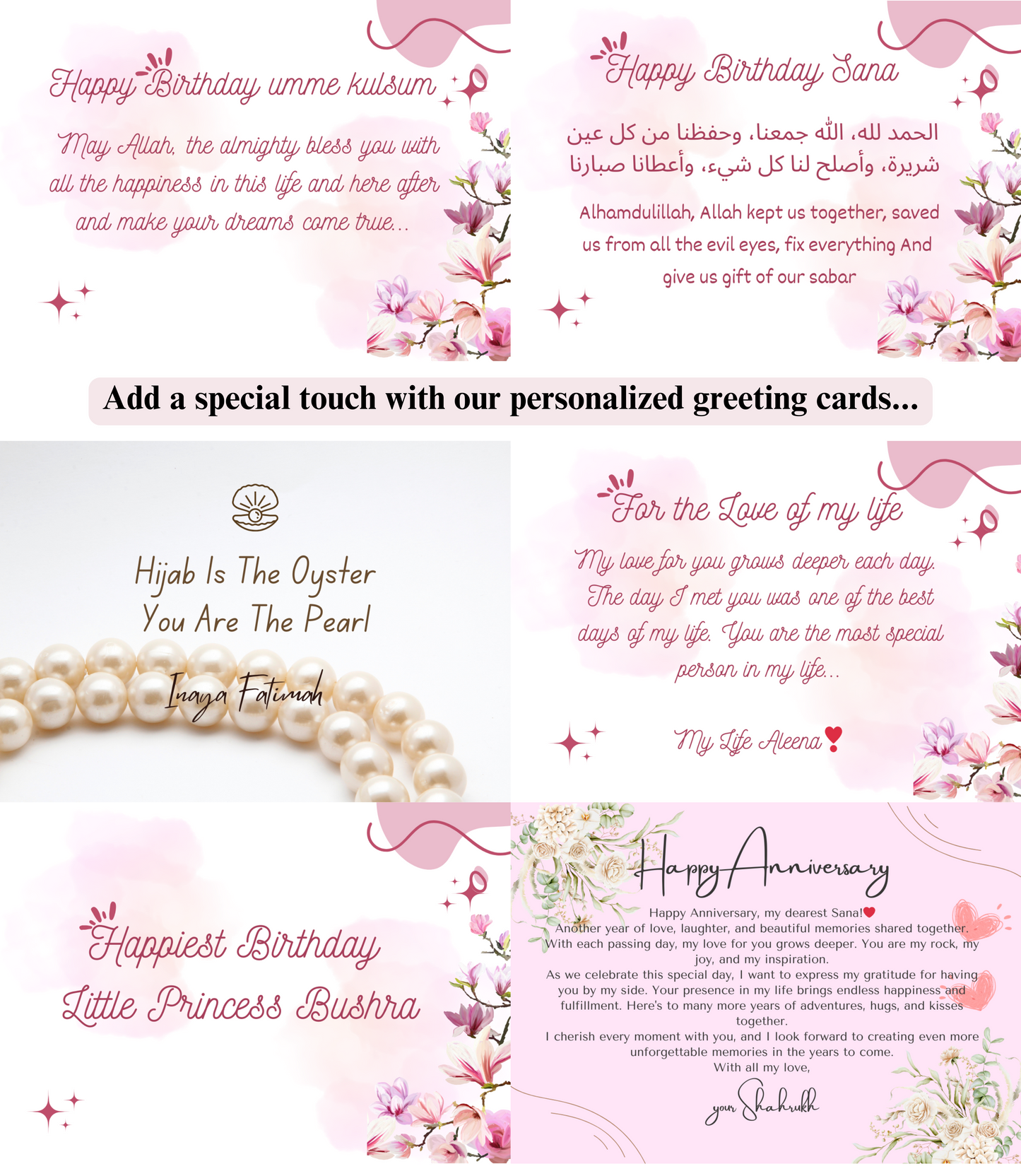 Premium Chiffon Hijab Gift Hamper - Set of 4 with Personalized Greeting Card