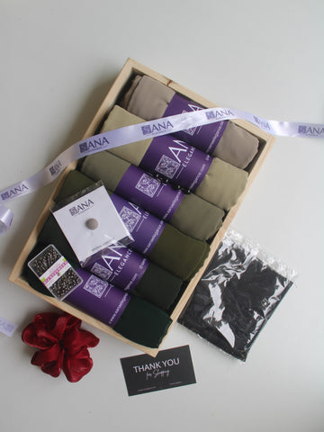 Premium Chiffon Hijab Gift Hamper - Set of 6 with Personalized Greeting Card