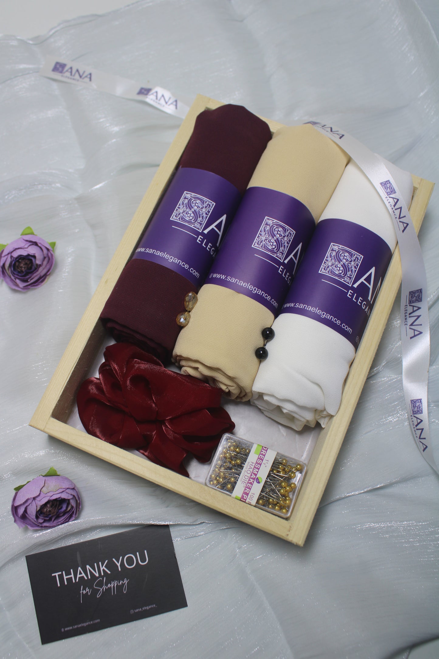 Premium Chiffon Hijab Hamper - Set of 3 with Personalized Greeting Card