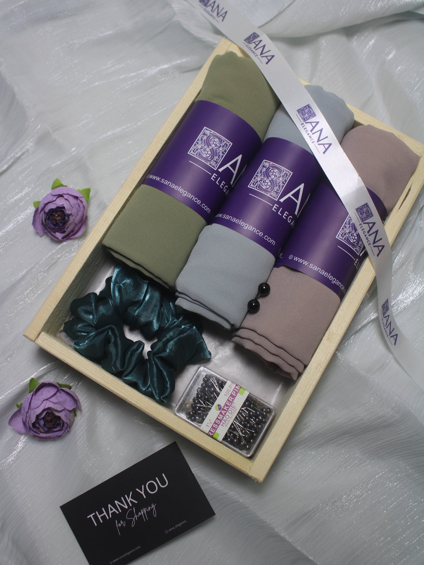 Premium Chiffon Hijab Hamper - Set of 3 with Personalized Greeting Card