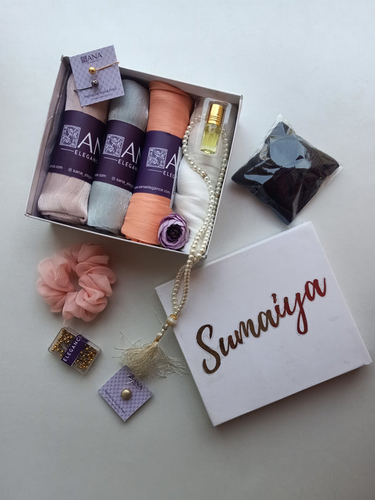 3 Organza Chiffon Hijabs Hamper | Gold Foiled Name on Top | Eid Special