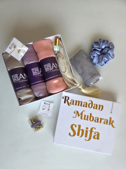 Muna Satin Hijab Gift Hamper – Set of 3