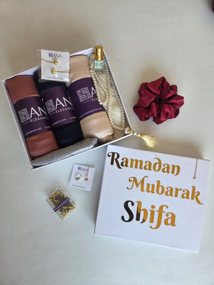 Muna Satin Hijab Gift Hamper – Set of 3