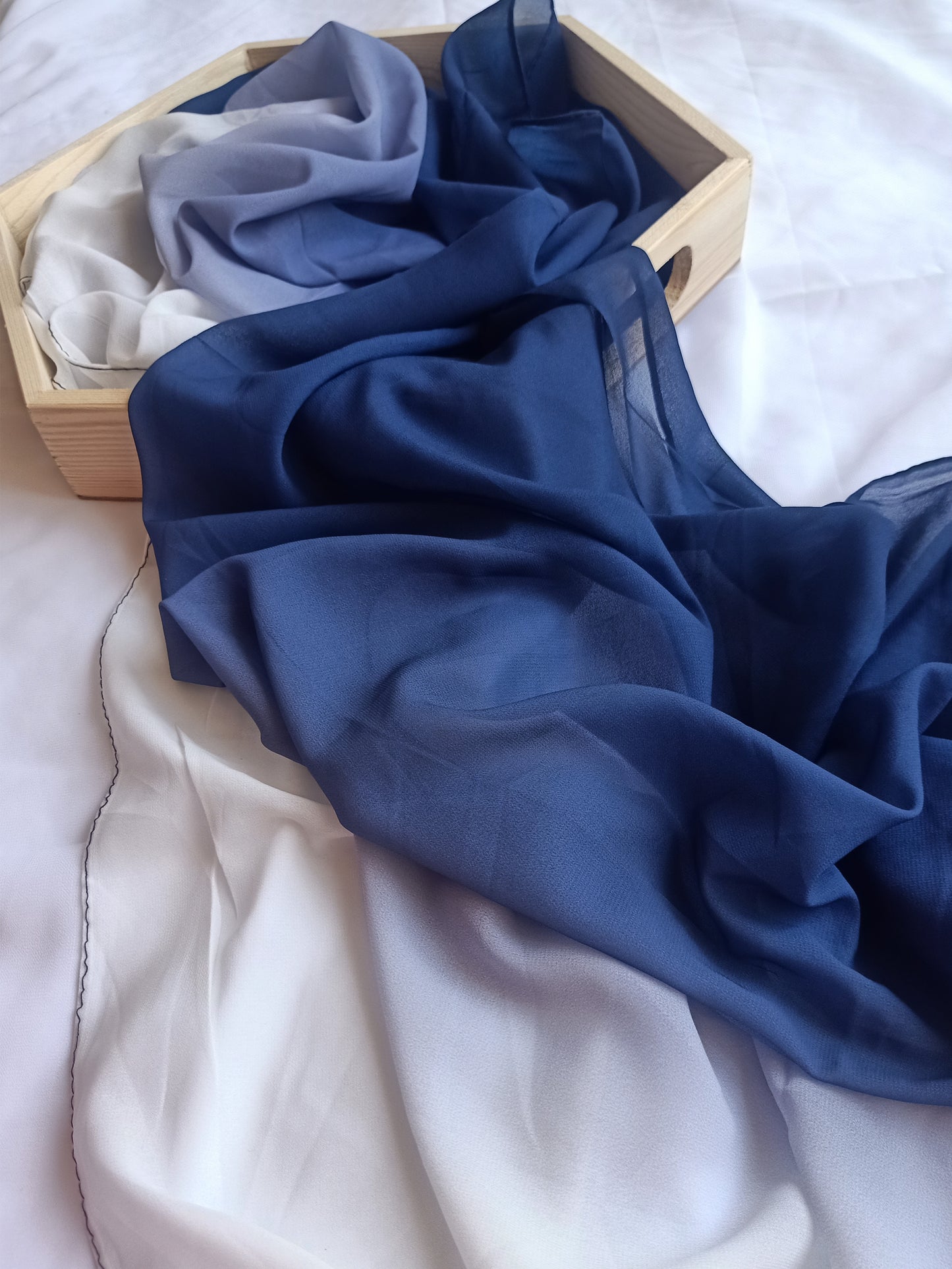 Navy Blue Ombre Chiffon Hijab