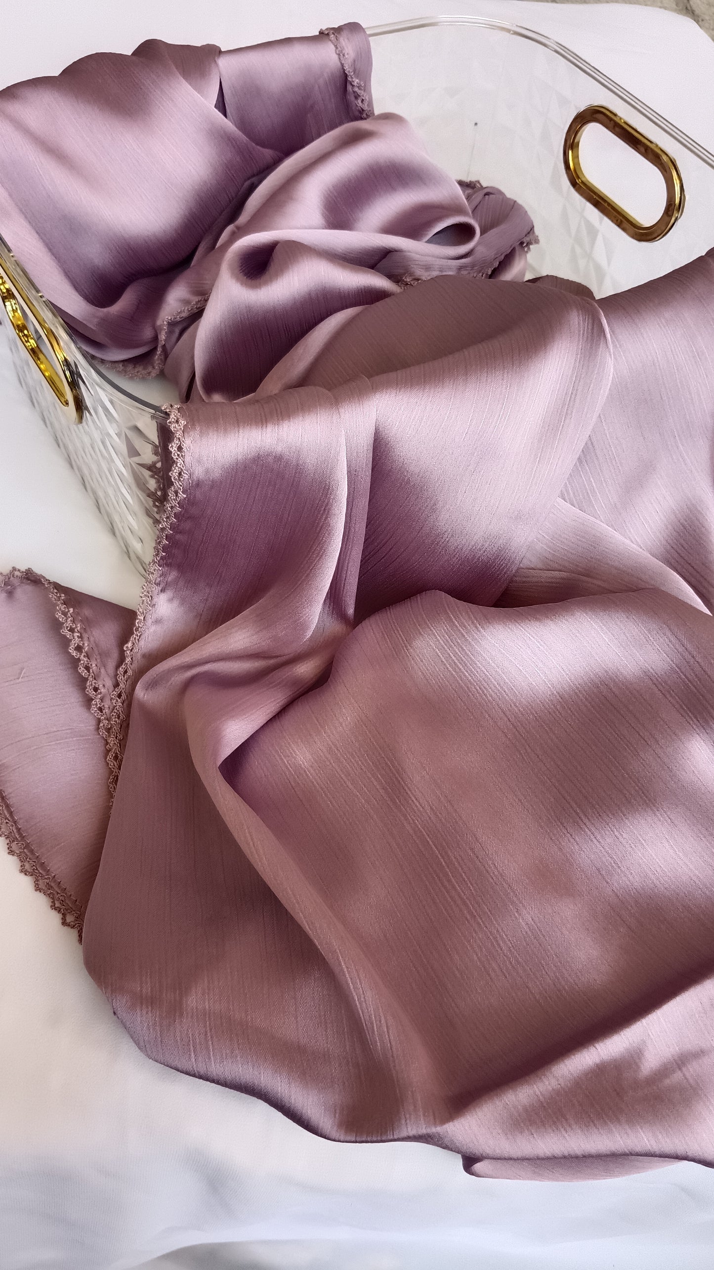 Purple Crochet Muna Satin Hijab