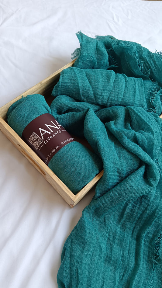 Teal Crinkled Cotton Hijab